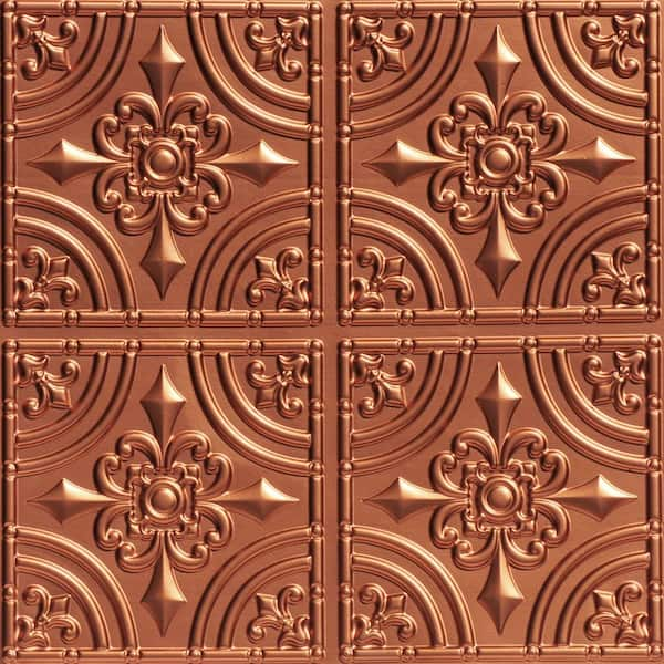 from Plain to Beautiful in Hours Whirligigs 2 ft. x 2 ft. Glue Up PVC Ceiling Tile in Antique Copper (100 Sq. ft./Case)