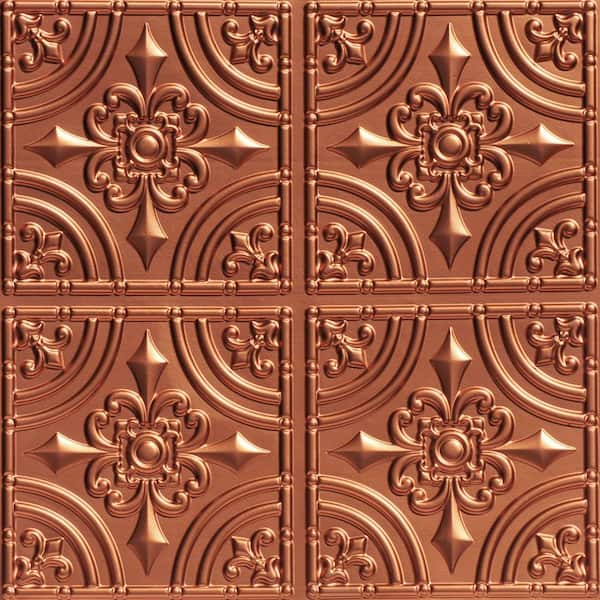 Wrought Iron Copper 2 ft. x 2 ft. PVC Glue Up Faux Tin Ceiling Tile (200 sq. ft. /Case)