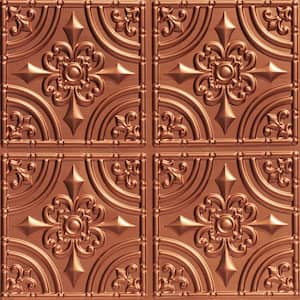 Wrought Iron 2 ft. x 2 ft. Glue Up PVC Ceiling Tile in Copper
