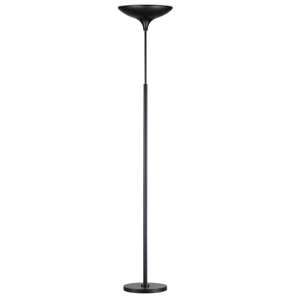 Black Satin Led Floor Lamp Torchiere, Torchiere Floor Lamps Home Depot
