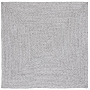 Braided Silver Gray 4 ft. x 4 ft. Solid Color Gradient Square Area Rug