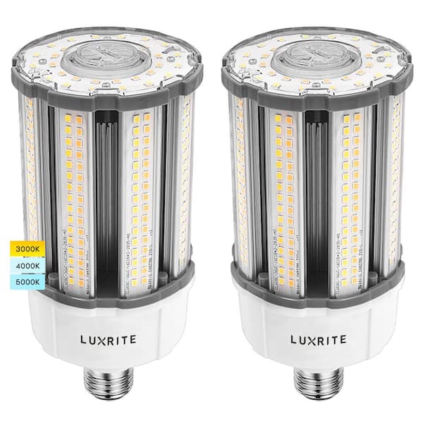 LUXRITE 150-Watt Equivalent 150-Watt E26/E27 Base Corn LED Light 3 Options 3000K-5000K Up to 5450 2-Pack LR41605-2PK - The Home Depot