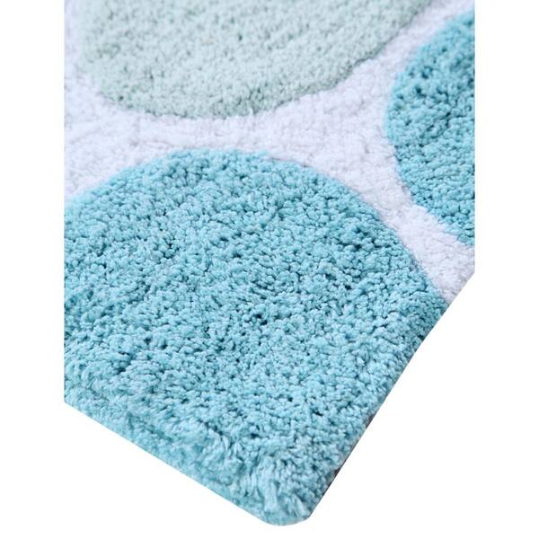 Multiple Blue Color Pebble Stone Pattern Saffron Fabs Bath Rug 100% Soft Cotton Size 50x30 Inch Latex Spray Non-Skid Backing Machine Washable 