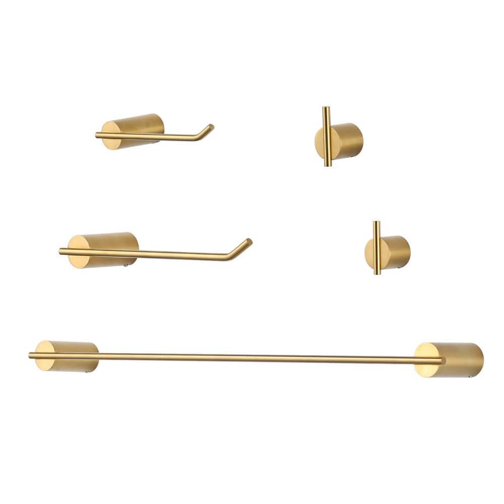 ALEASHA 5-Piece Bath Hardware Set with Mounting Hardware in Gold AL ...