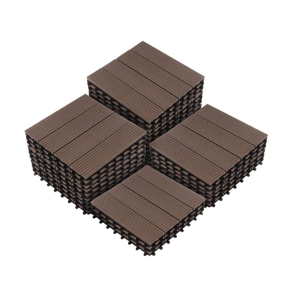 Mocha Brown Interlocking Composite Deck Tiles for Outdoor Flooring