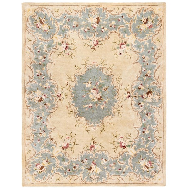 SAFAVIEH Bergama Ivory/Light Blue 10 ft. x 14 ft. Border Area Rug