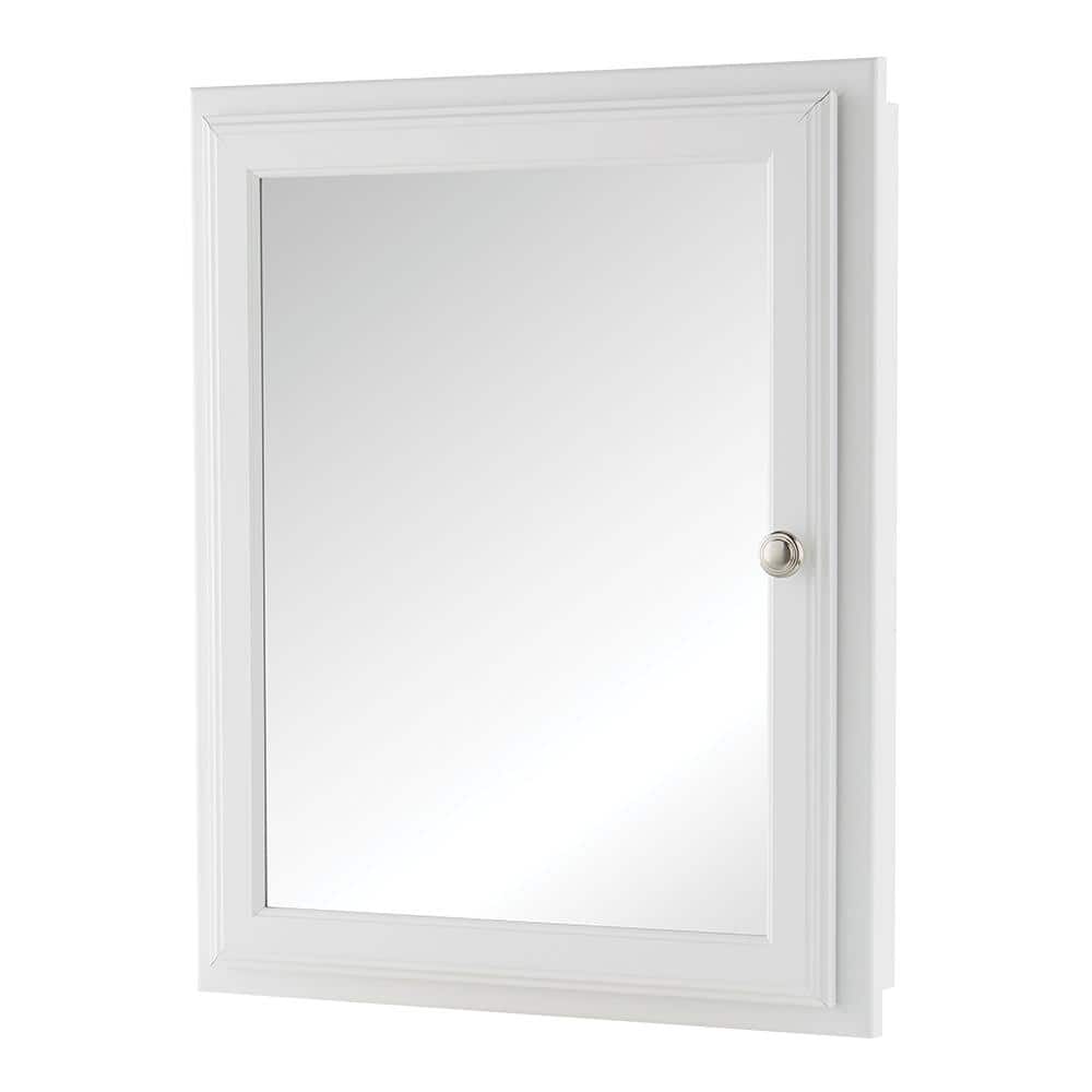 Compact Portrait White Contemporary Recessed Picture Frame Medicine Cabinet  (14 W x 11 H)