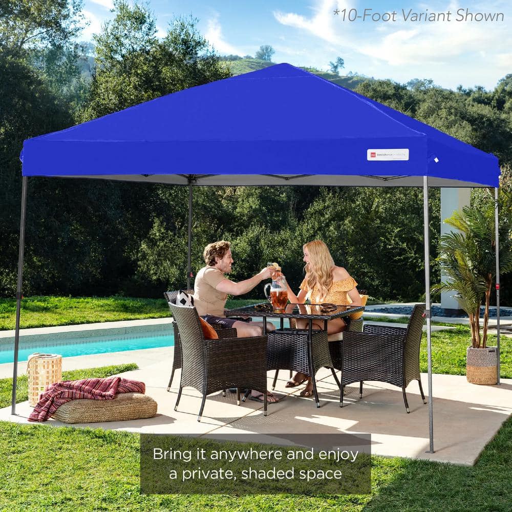 Resort Blue 8x8ft Adjustable Pop-Up Canopy with Wheeled Case