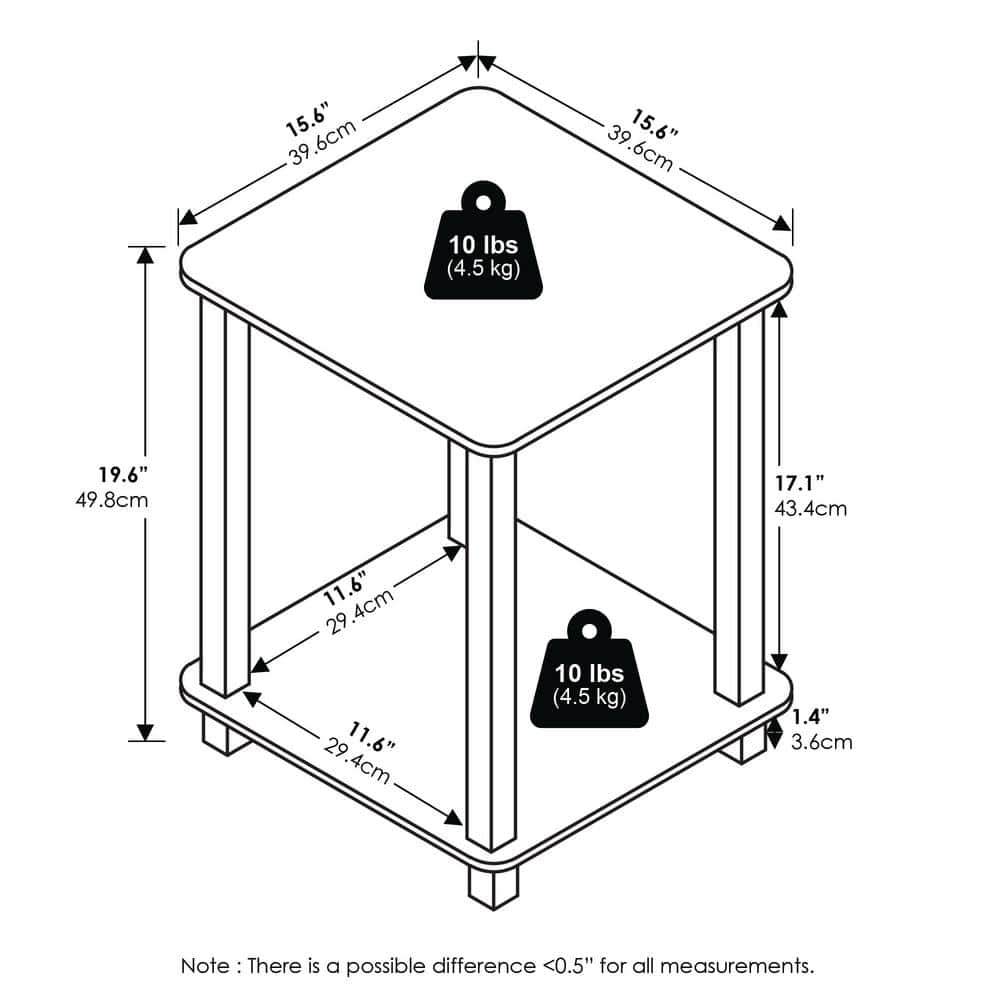 Compact White Particle Board and PVC Square End Table