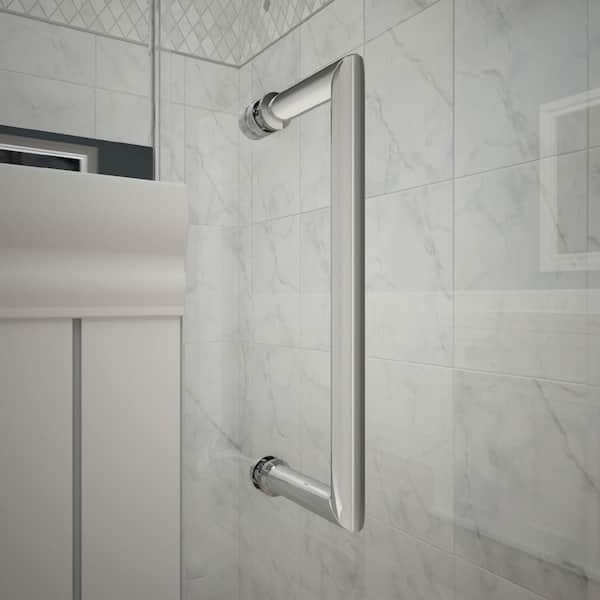 Unidoor Plus 58 to 58.5 in. x 72 in. Frameless Hinged Shower Door in Chrome