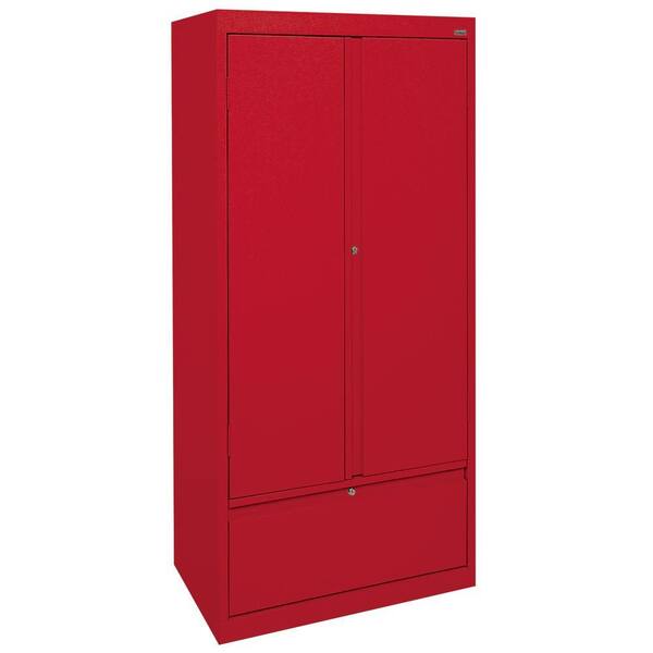 Sandusky System Series 30 in. W x 64 in. H x 18 in. D Storage Cabinet with File Drawer in Red