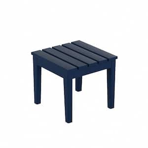 Shoreside Navy Blue Square HDPE Plastic 18 in. Modern Outdoor Side Table