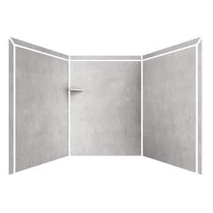 Adaptable 60 in. x 60 in. x 80 in. 9-Piece Easy Up Adhesive Alcove Shower Surround in Tundra