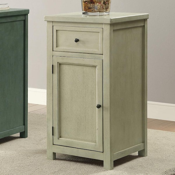 Harels 17 in. Antique White Rectangle Wood Side Table with 1-Drawer