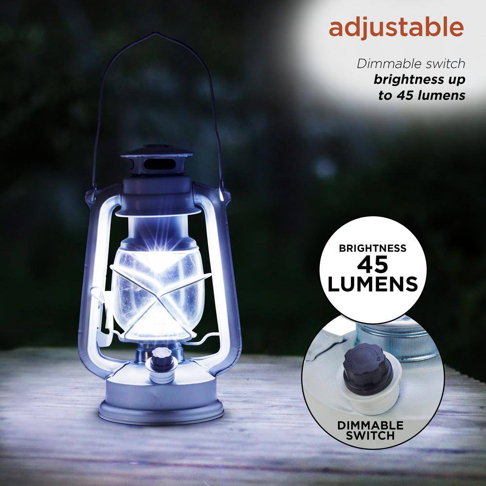 White 14'' Vintage Style LED Hurricane Lantern