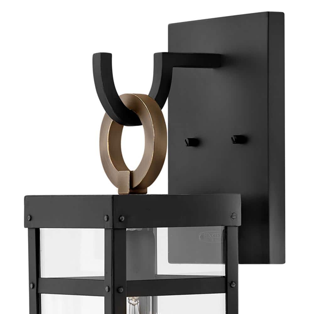 Black and Bronze Dimmable Outdoor Wall Sconce with Clear Glass