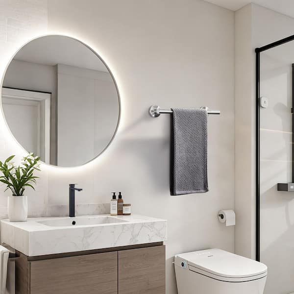 12 in. Wall Mounted Single Towel Bar in Brushed Nickel