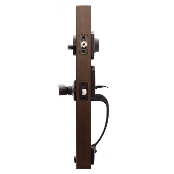 Soft Contemporary Tuscan Bronze Door Handleset with Right Hand Scandinavian Lever Trim