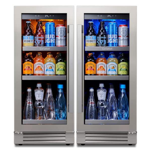30 in. Dual Zone 200-Cans Beverage Cooler Side-by-Side Refrigerators Built-in or Freestanding Fridge Frost Free in Black