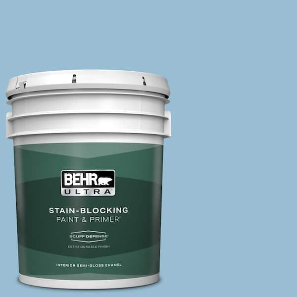 BEHR ULTRA 5 gal. #PPU14-11 Gentle Sky Extra Durable Semi-Gloss Enamel Interior Paint & Primer