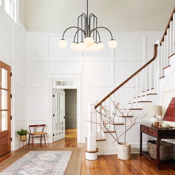 RRTYO Erik 10-Light Black Unique Modern Elbow Sputnik Chandelier