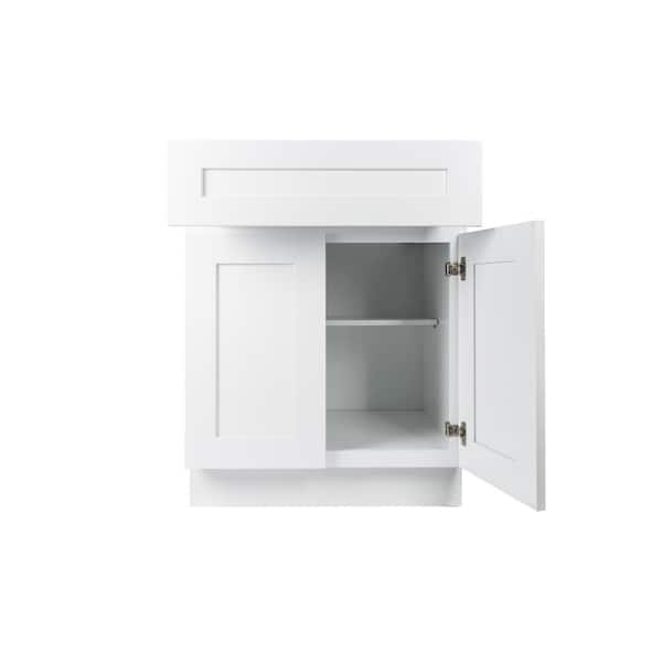 Plywell Ready to Assemble 30x34.5x24 in. Shaker Base Cabinet with 2-Door and 1 Drawer in White