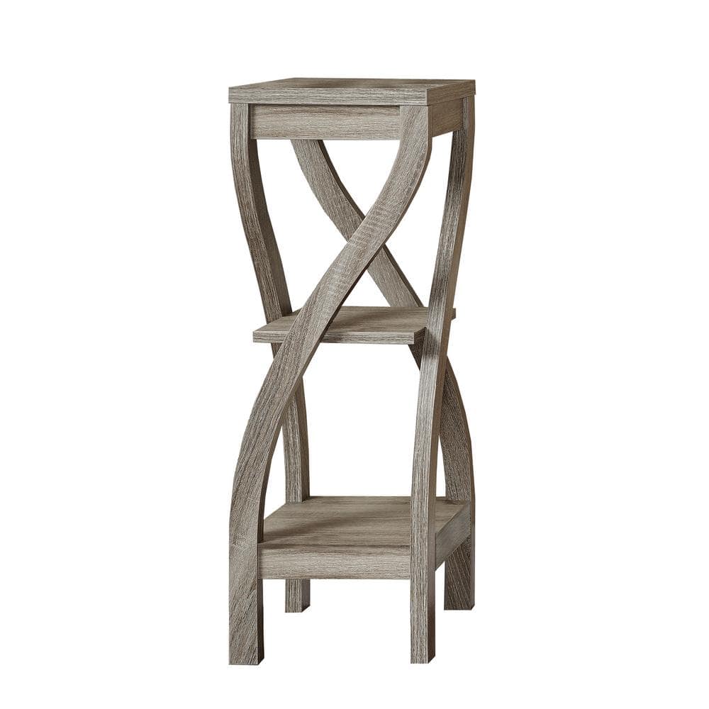Curved Leg Contemporary Dark Taupe Wood Accent Table