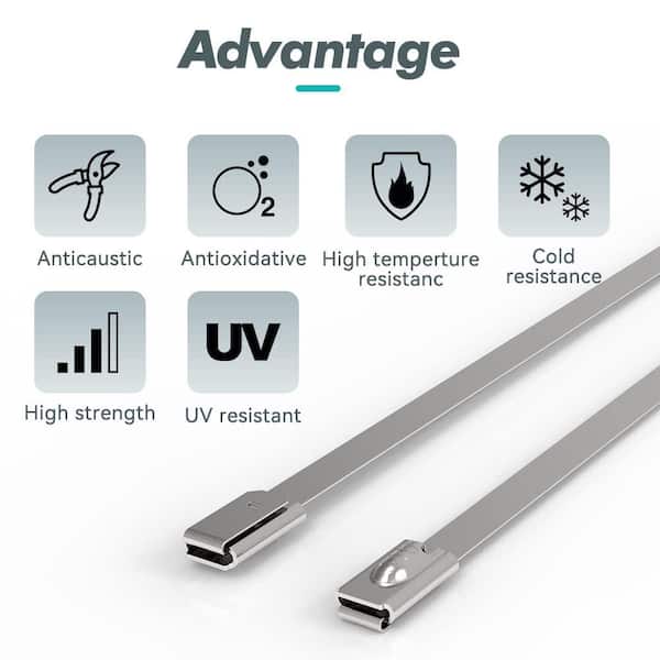Black Metal Cable Ties, Heavy Duty Self-Locking Stainless Steel Zip Ties For Exhaust Heat Winding, Repairing Cages, Fence | 30pcs Matel Zip Ties 0.2 X
