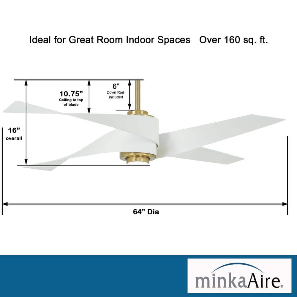 Artemis IV Soft Brass 64" Smart Ceiling Fan with LED Light and Remote