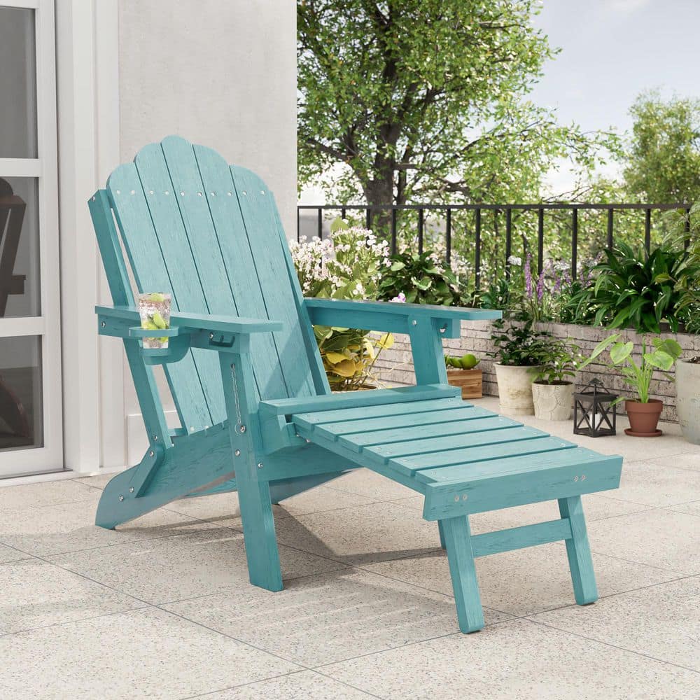SANLUCE Lake Blue Plastic 3-Position Adjustable Folding Adirondack