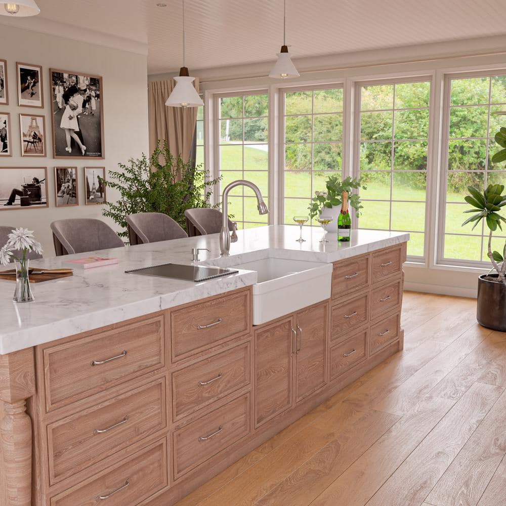 32'' White Fireclay Double Bowl Farmhouse Sink