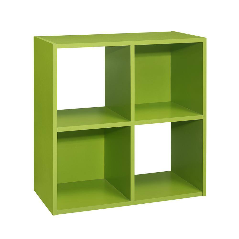 Green 4-cube wood bookcase