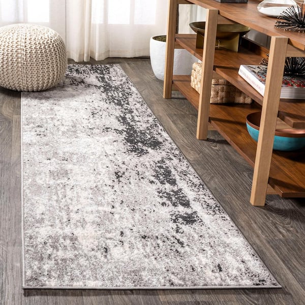 Storm Modern Abstract Gray/Cream 2 ft. x 8 ft. Runner Rug