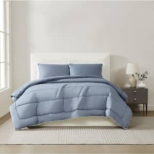 2-Piece Blue Cotton Sateen Twin/Twin XL Comforter Set