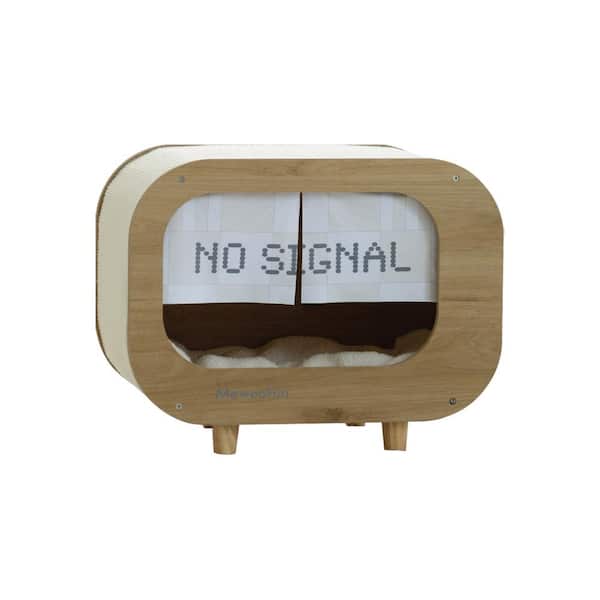 Kahomvis White Wooden TV-Shaped Cat House