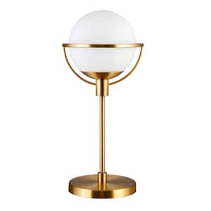 Cieonna 21 in. Brass Finish Globe & Stem Table Lamp with Glass Shade