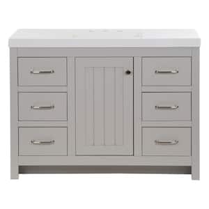 Glint 49 in. W x 19 in. D x 36 in. H Single Sink Freestanding Bath Vanity in Light Gray with White Cultured Marble Top