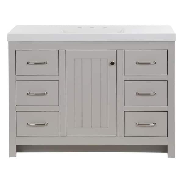 Glint 49 in. Single Sink Light Gray Bath Vanity with White Cultured Marble Top (Assembled)