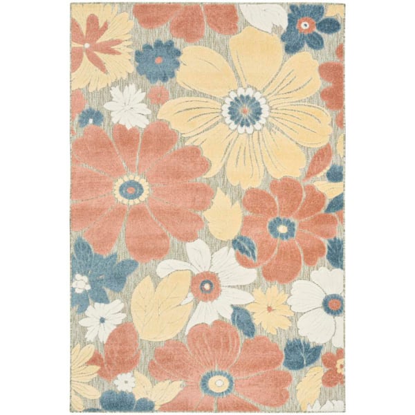 Nourison Aloha Rose 5 ft. x 8 ft. Floral Contemporary Area Rug