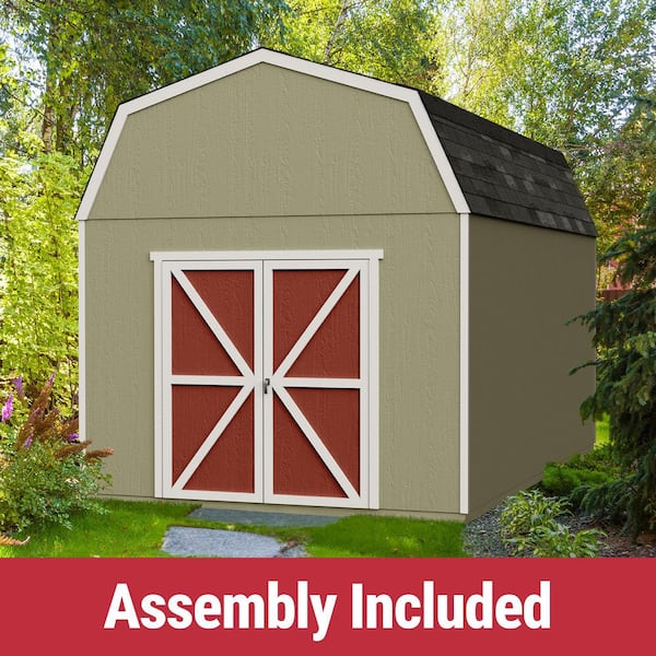 Handy Home Products Professionally Assembled Braymore 10 ft. x 16 ft. Outdoor Wood Shed with Smartside- Autumn Brown Shingles (160 sq. ft.)