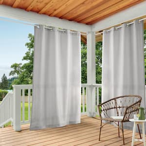 Cabana Cloud Grey Solid Light Filtering Grommet Top Indoor/Outdoor Curtain, 54 in. W x 96 in. L (Set of 2)