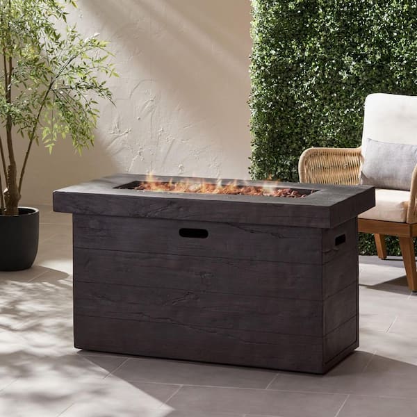 45 in. W x 25 in. H Custer Rectangular MgO Propane Fire Pit Table-50,000 BTU in Brown