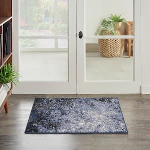 Passion Light Blue doormat 2 ft. x 3 ft. Abstract Contemporary Kitchen Area Rug