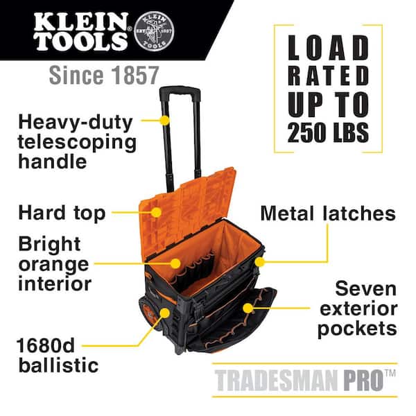 Klein Tools Tradesman Pro Tool Master Rolling Tool Bag, 19 Pockets, 22-Inch  55473RTB - The Home Depot