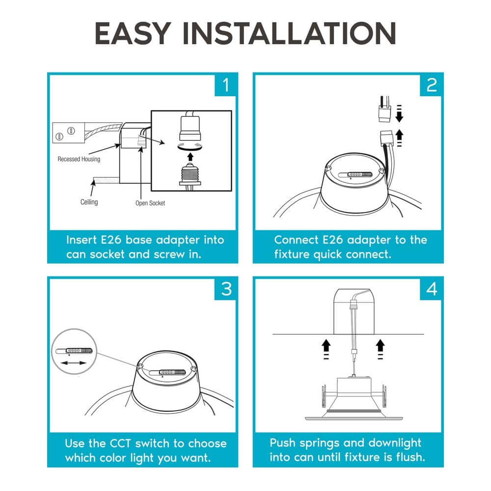 Modern 5/6 Inch Color Selectable LED Recessed Downlight Kit, 12-Pack