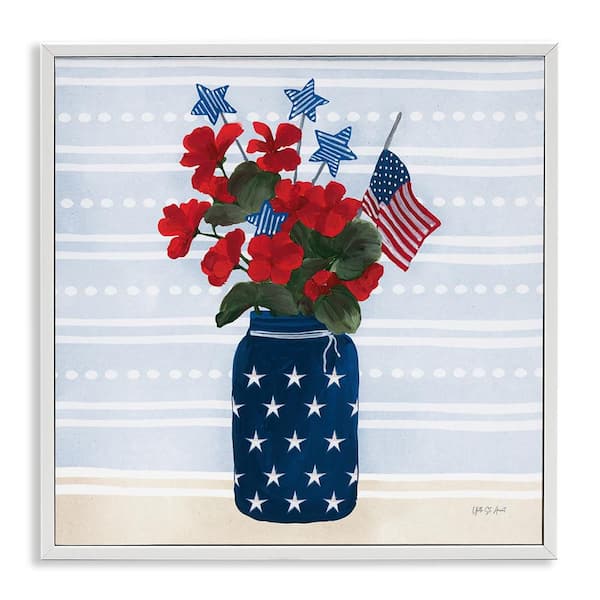 Stupell Industries Stars and Stripes Bouquet by Yvette St. Amant White Framed Nature Giclee Art Print 17 in. x 17 in.