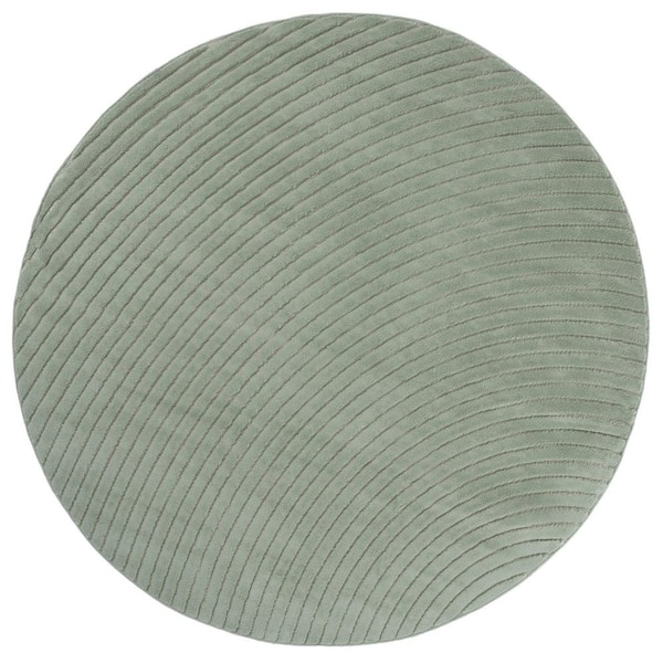 Selena 7 ft. x 7 ft. Green Solid Wave Round Area Rug