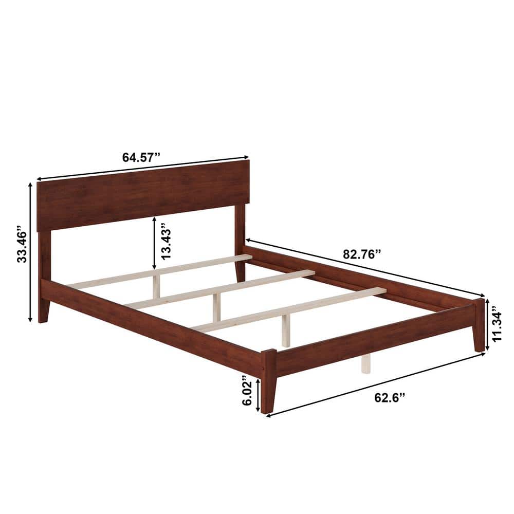 Orlando Queen Walnut Wood Platform Bed with Headboard