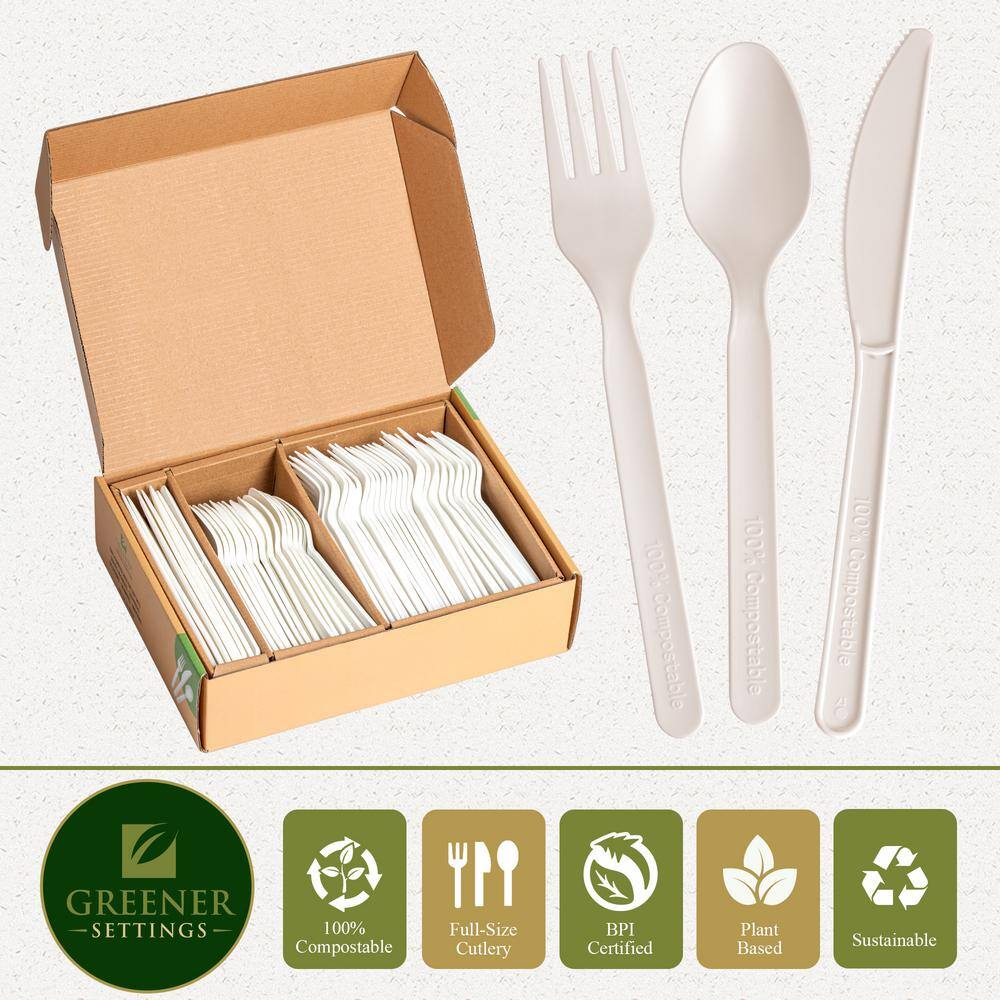 200 Piece Compostable Disposable Flatware Silverware Set- 50 Settings (Set of 50)