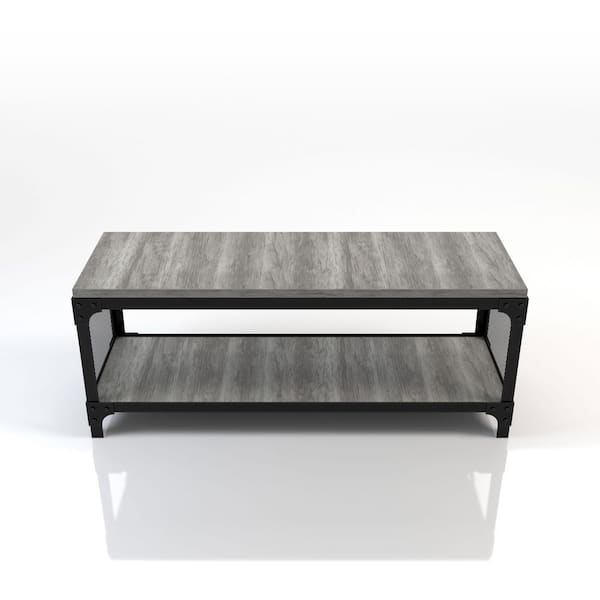 Kleeson 18.7 in. H x 47.32 in. W Vintage Gray Oak Wood Shoe Storage Bench